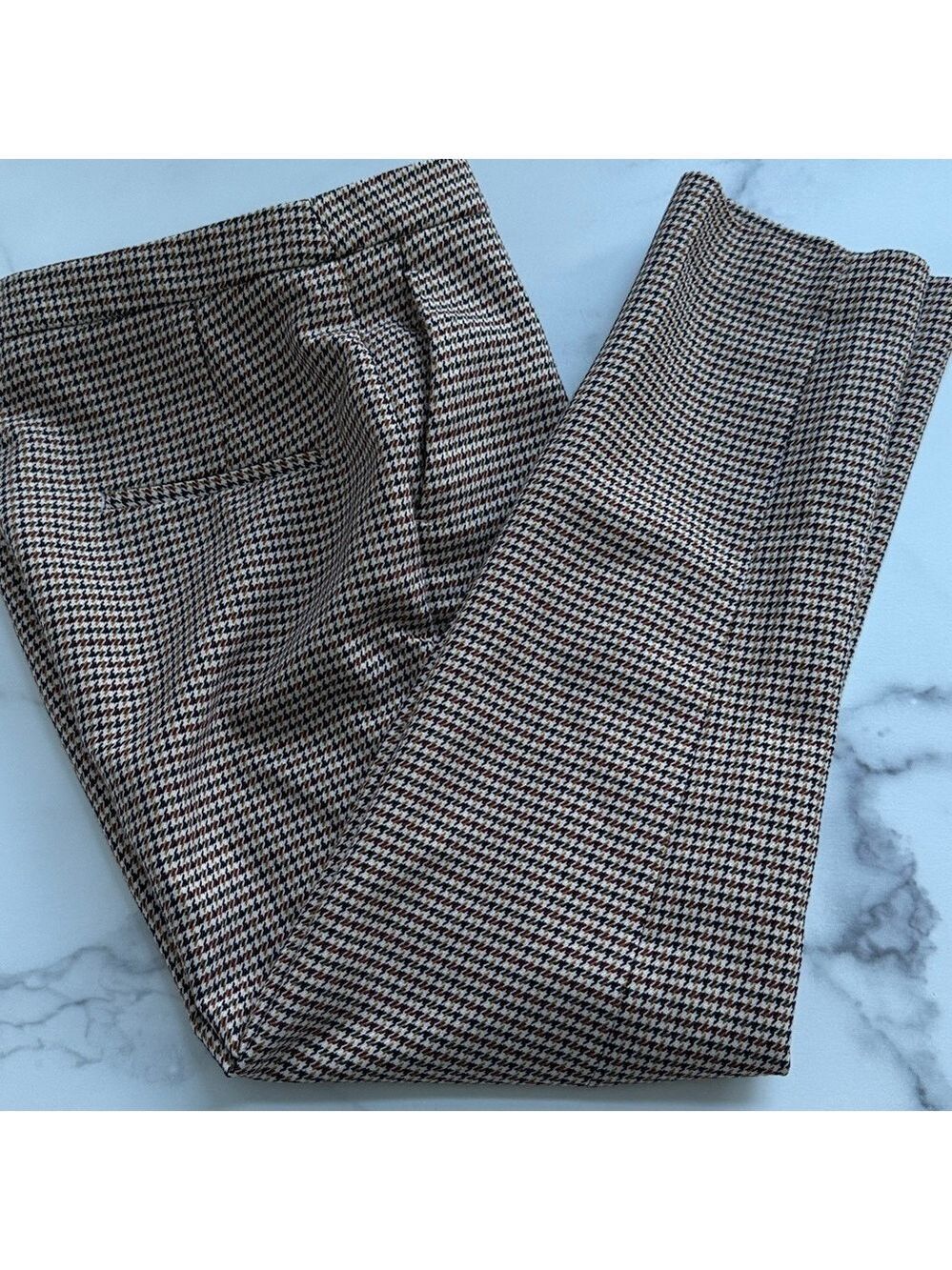 H&M Brown and Beige Houndstooth Patterned Slacks Size US4 - Picture 12 of 12